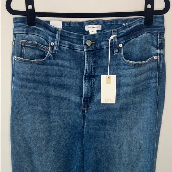 Good American Good Curve Straight Leg Super High Rise Blue Jeans Size 15 - Picture 2 of 12